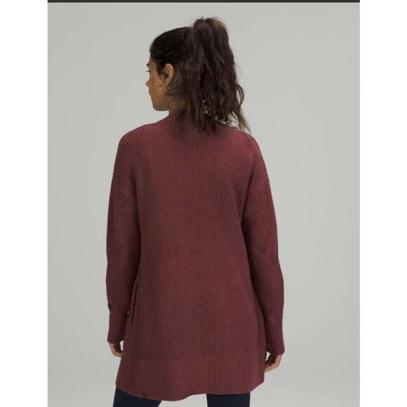 Lululemon Cashlu Sweater Wrap Cardigan Heathered Mulled Wine Size M/L Pockets - Picture 2 of 11